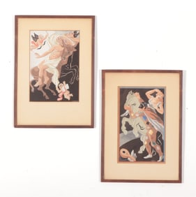 Gino Severini Fleurs & Masques Two Stencil Prints