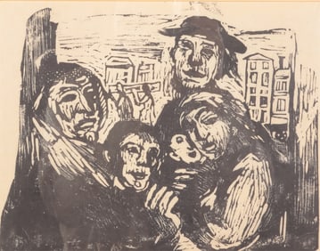 Erich Kahn - The Family, Linocut
