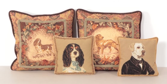4 Dog Portrait Decorative Pillows