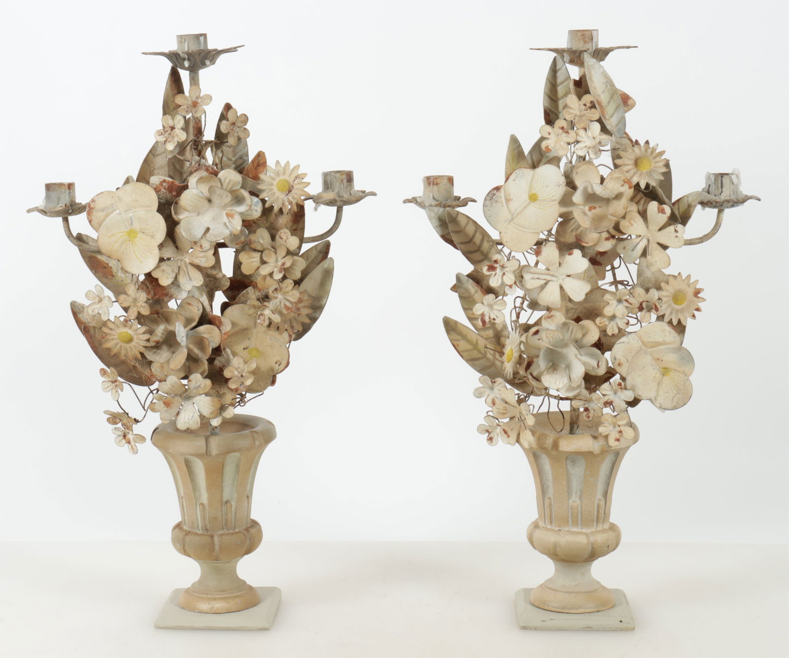 Pair Vintage Metal Leaf Bouquet Candelabra (1 of 6)