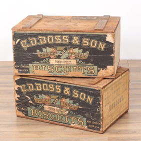 Pair of C.D. Boss Lunch Milk Biscuit Boxes