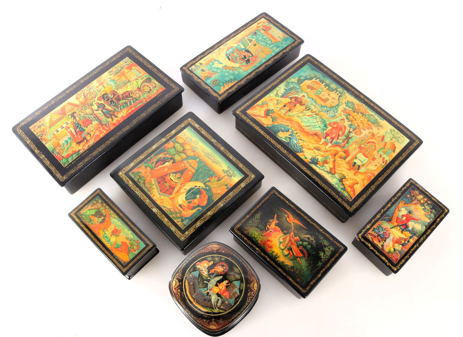 Assembled Group of Russian Lacquer Boxes (1 of 12)