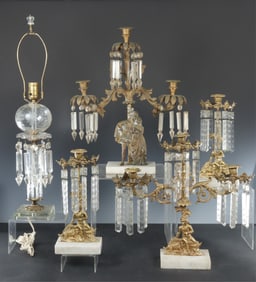 Antique Table/Mantel Prismed Garniture Lighting