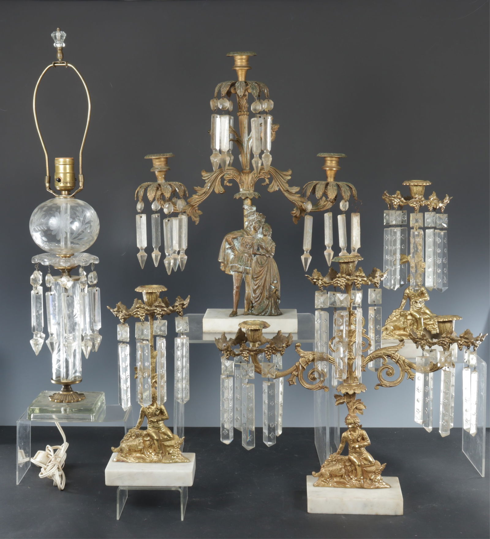 Antique Table/Mantel Prismed Garniture Lighting (1 of 10)