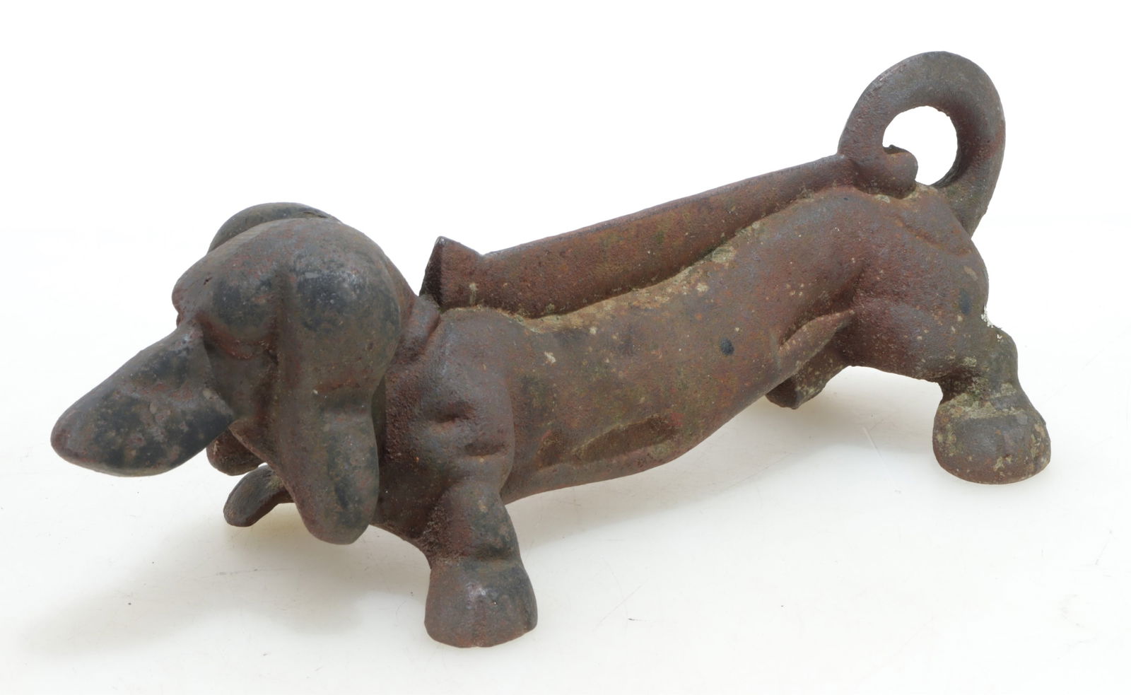 Cast Iron Dachshund Boot Scraper: Cast Iron Dachshund Boot Scraper. E. 20th C. 4 1/2" x 13" x 5" Property from a Falls Village Connecticut Home