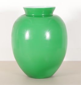 MCM Green Cased Glass Palatial Vase