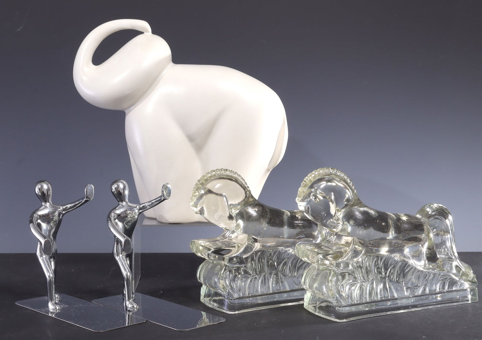 Library Bookends & Ceramic Harris Elephant (1 of 5)