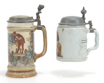 Two Mettlach 1/2-Litre Steins #1641 & #2582