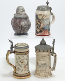Four Pottery Steins, Continental