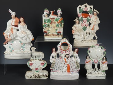 Six Staffordshire Watchholder/Clock Theme Figures