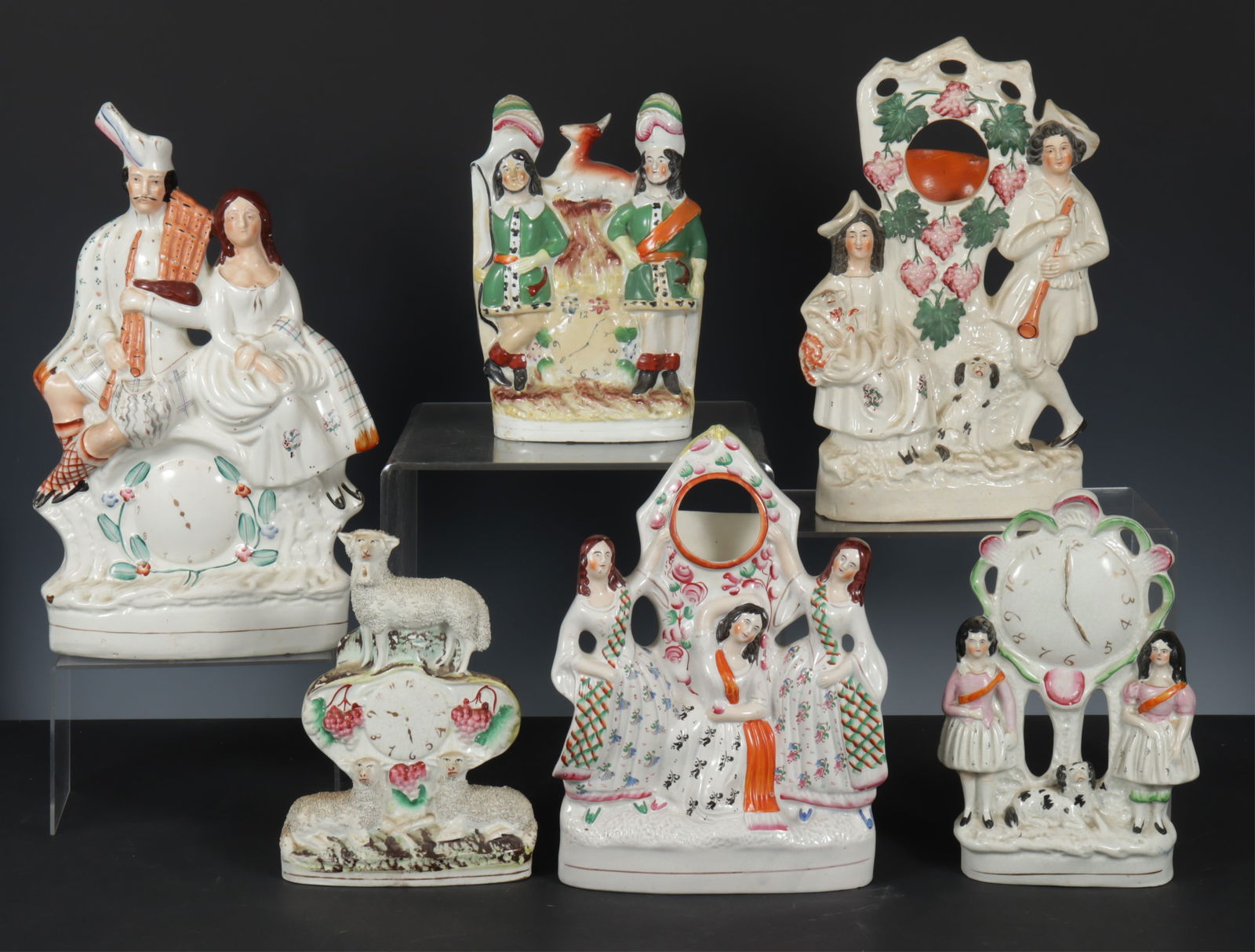Six Staffordshire Watchholder/Clock Theme Figures (1 of 9)