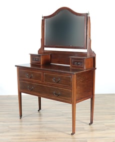 George III Style Inlaid Mahogany Dressing Table