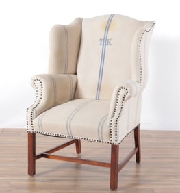 George III Style Mahogany Wing Armchair