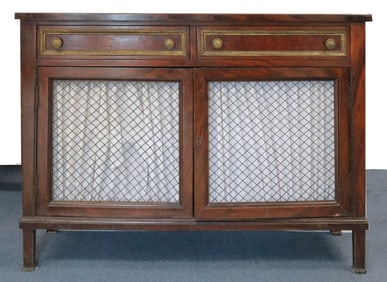 Regency Style Brass Mounted Walnut Cabinet