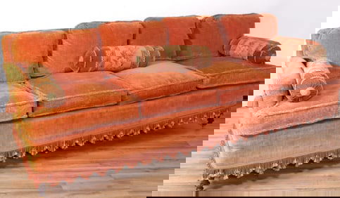 George Smith Style Sofa with 3 Aubusson Pillows
