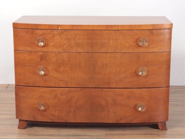 Late Art Deco Mahogany & Satinwood Bowfront Chest