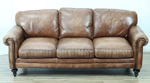 LEATHER MART Brown Leather Sofa