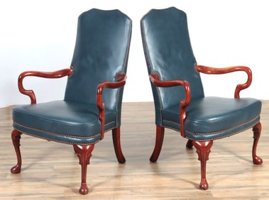 CLASSIC LEATHER Queen Anne Style Parsons Chairs