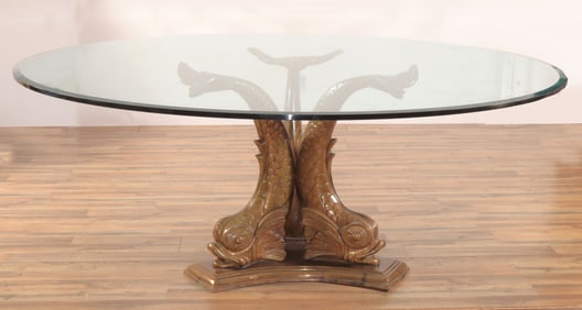 Classical Style Brass Dolphin Dining Table