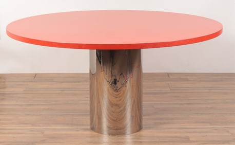 1970's Orange Formica & Chrome Breakfast Table