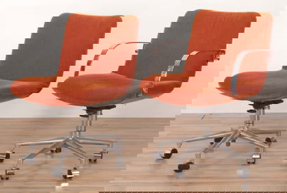 Two Harvey Probber Chrome & Metal Desk Chairs