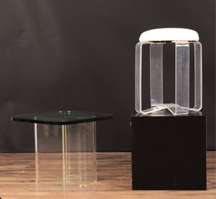 Karmel Plastics Vanity Bench & Acrylic Side Table