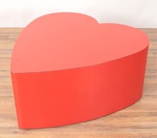Custom Red Formica Heart Shaped Coffee Table