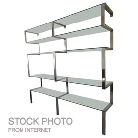 Milo Baughman Style Chrome & Glass Etagere