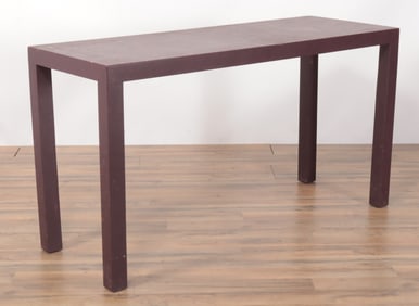 Modern Burgundy Leather Veneered Console