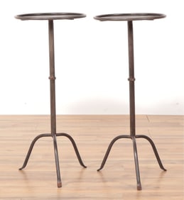 Pair Modern Patinated Metal Candlestands