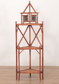 Pagoda Style Bamboo Corner Shelf
