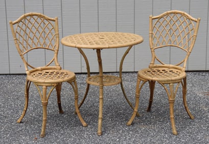 Brown Painted Cast Metal Bistro Set