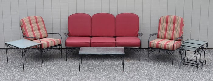 Group Black Painted Iron Patio Furniture