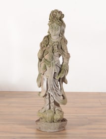 Cast Cement Guan Yin Figure