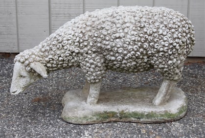 Cast Cement Sheep Signed