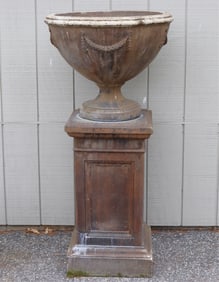 Campania Int'l Cast Cement Urn on Pedestal