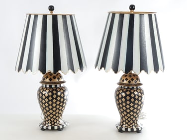 Pair MacKensie-Childs Quatrefoil Table Lamps