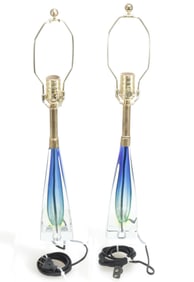 Pair Murano Glass Arte Nuova Table Lamps