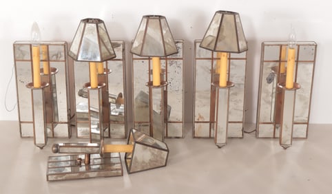 Worlds Away Mirrored Copper Sconces