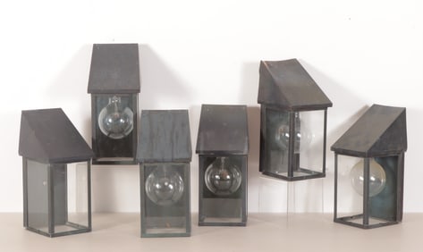 Six Outdoor Washington Copper Works Lanterns