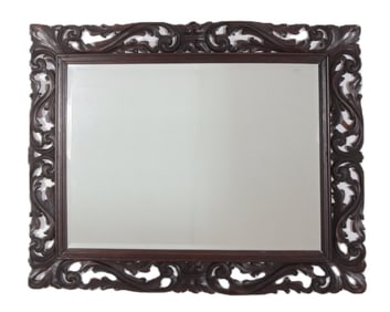 Italian Rococo Style Walnut Stained Mirror