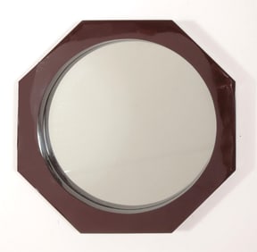 Jonathan Adler Burgundy Lacquered Octagonal Mirror