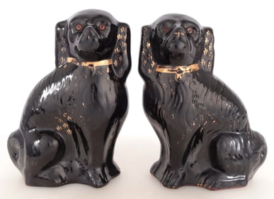 Pair of Black Staffordshire Spaniels