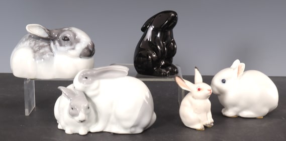 Group of Porcelain and Glass Rabbits