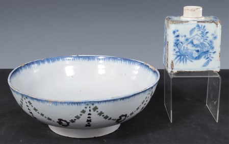 Delft Pottery Bowl and Caddy