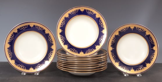 Twelve Minton for Tiffany cobalt soup bowls