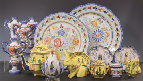 Group of Henriot Quimper French Faience Pottery