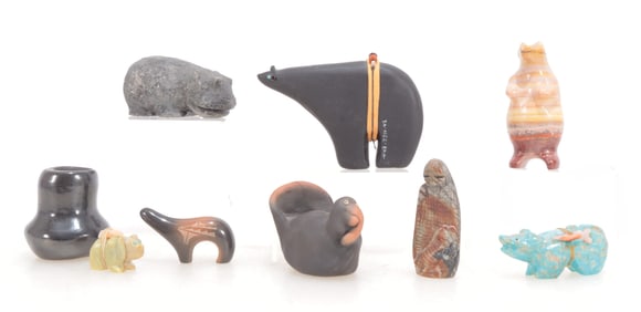 Nine Hardstone & Ceramic Animal Figures, Objects