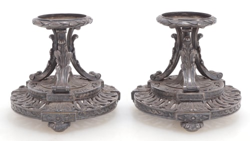 Pair Silvered Bronze Stands