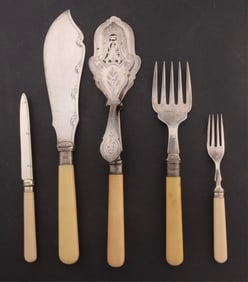 English 12-Piece Silverplate & Ivorine Dessert Set